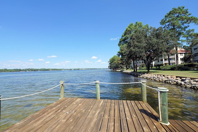 view of dock featuring a water view