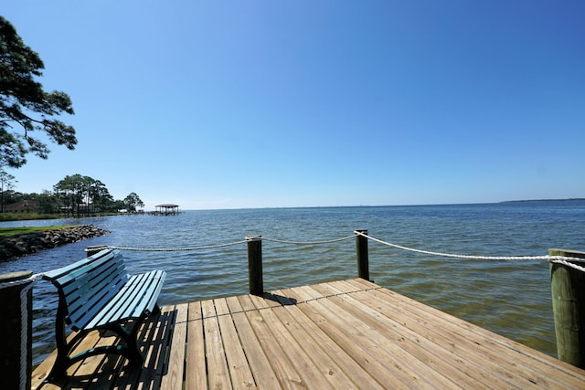 dock area featuring a water view