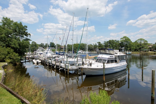 view of dock featuring a water view