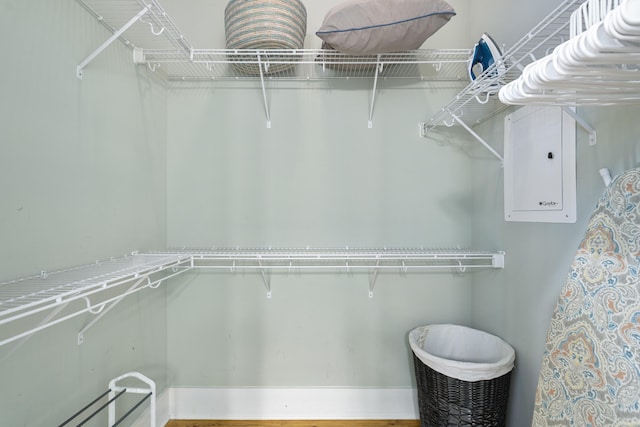 walk in closet featuring hardwood / wood-style floors