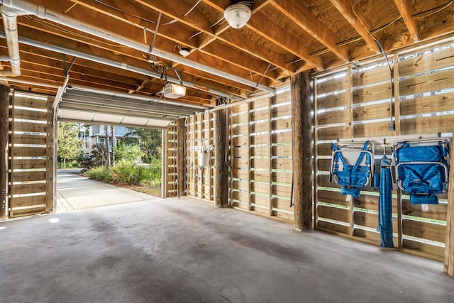 garage with a garage door opener