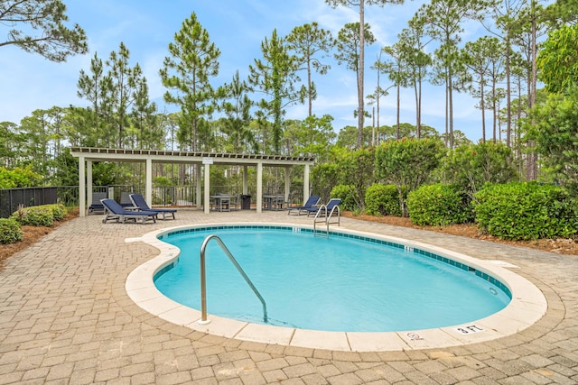 view of swimming pool featuring a patio