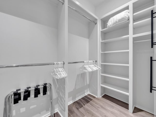 walk in closet featuring wood-type flooring