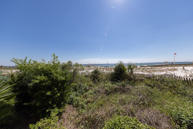 view of water feature featuring a view of the beach