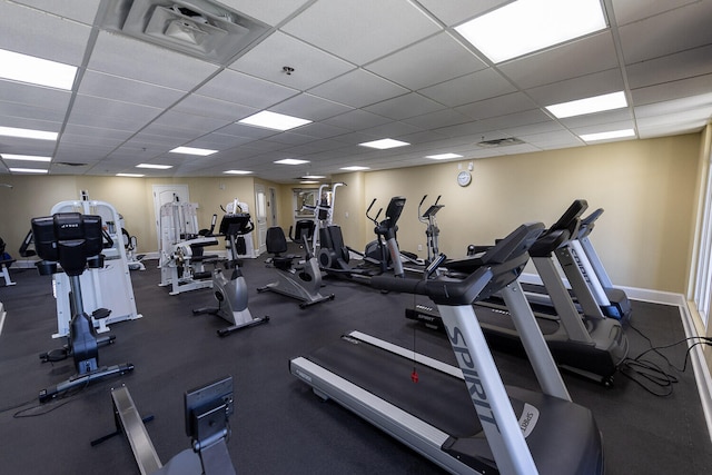 gym with a drop ceiling