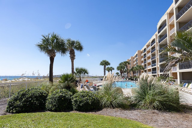 exterior space featuring a pool