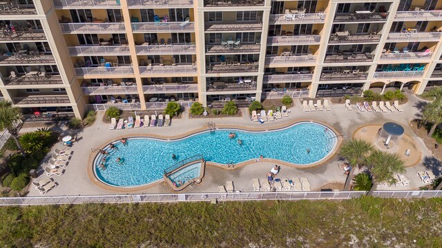 view of pool featuring a patio