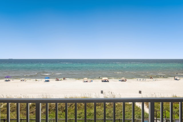 property view of water featuring a view of the beach