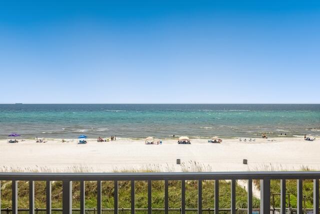 view of water feature featuring a beach view