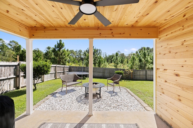 view of patio with ceiling fan