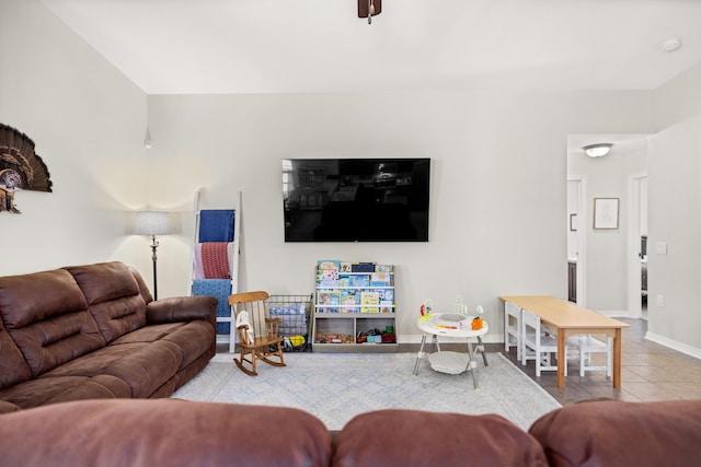 view of tiled living room