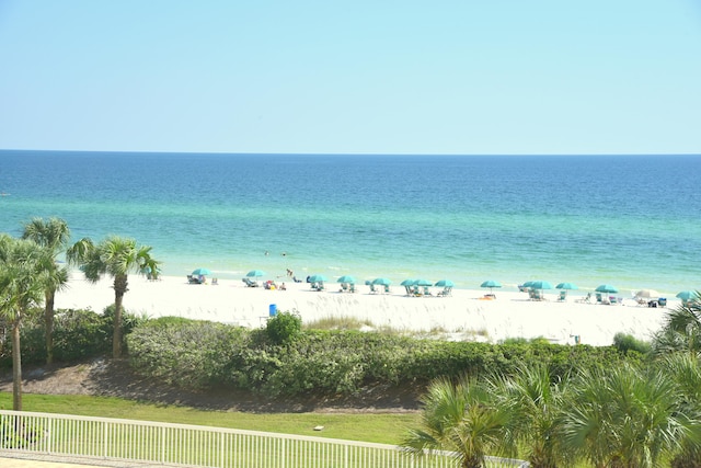 view of water feature featuring a view of the beach