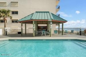 view of pool with a gazebo