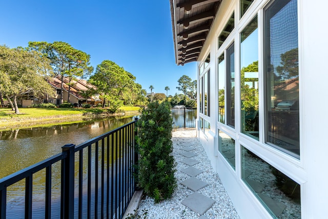 balcony with a water view