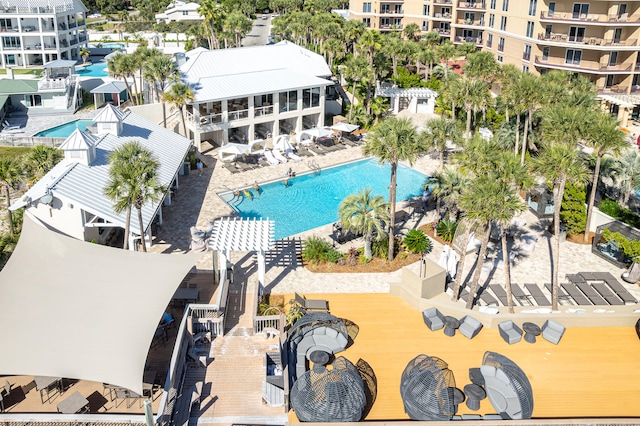 view of swimming pool with a patio area