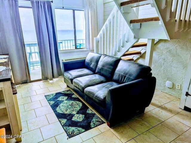 view of tiled living room