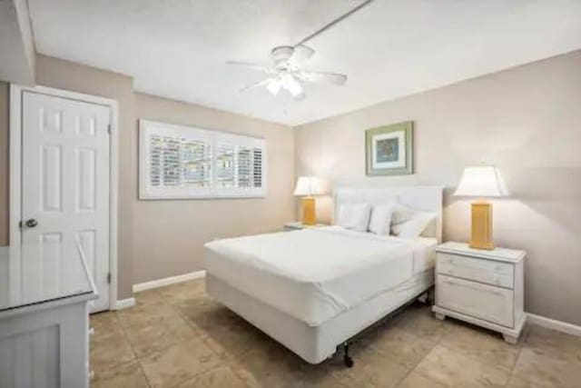 bedroom featuring ceiling fan