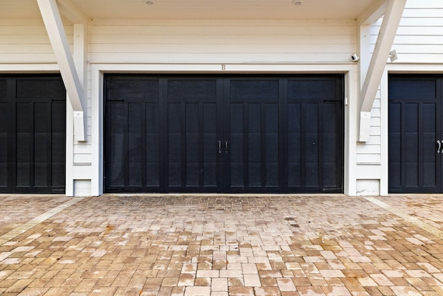 garage with wooden walls