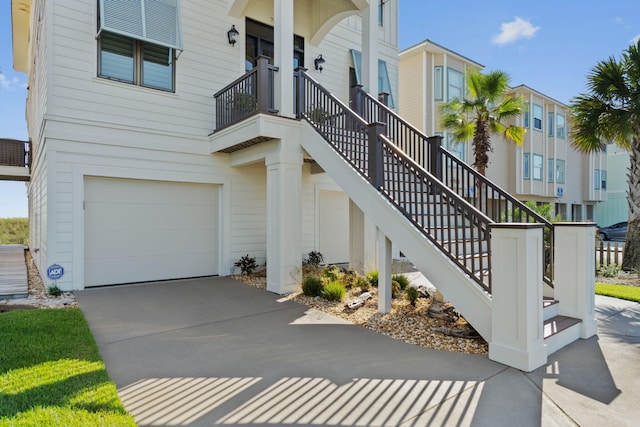 doorway to property featuring a garage