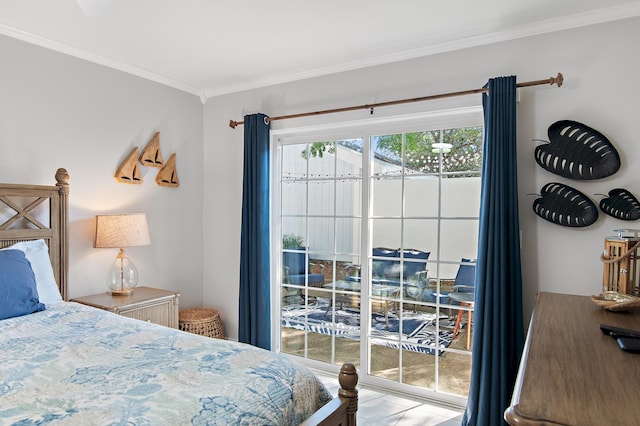 tiled bedroom with crown molding