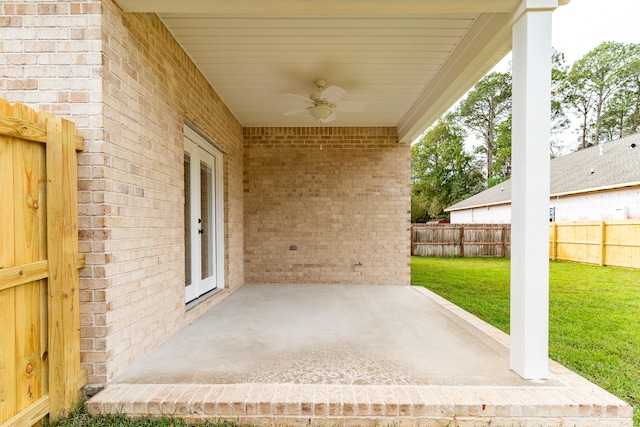 view of patio / terrace featuring ceiling fan