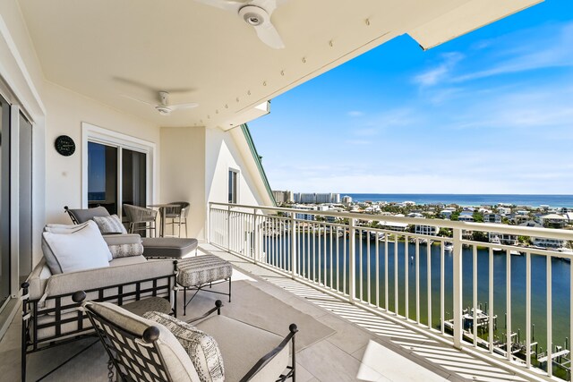 balcony with a water view