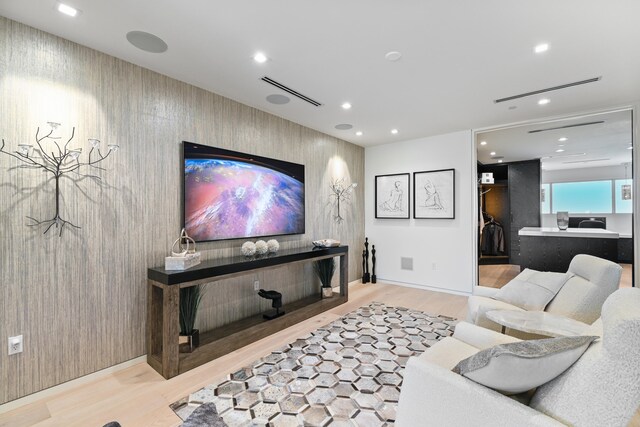 interior space with light hardwood / wood-style floors