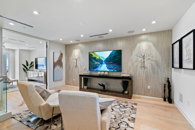 living room featuring light wood-type flooring