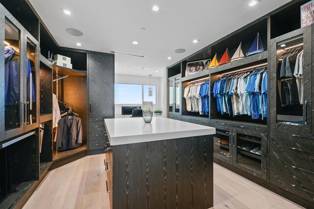 spacious closet with light wood-type flooring