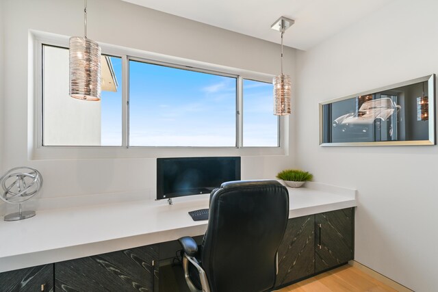 office area featuring light wood-type flooring