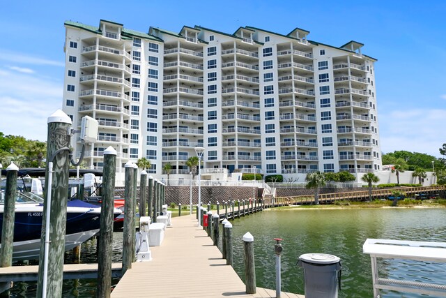 view of dock featuring a water view