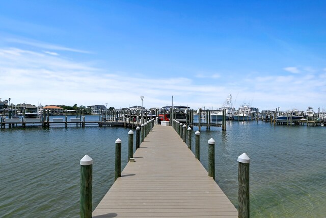 dock area featuring a water view