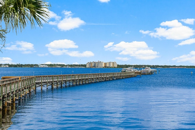 view of dock featuring a water view