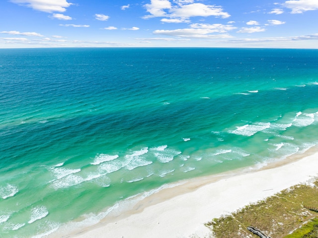 property view of water with a beach view