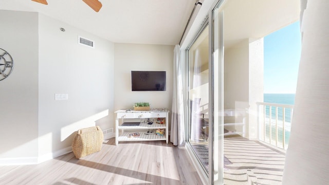 interior space with light hardwood / wood-style flooring