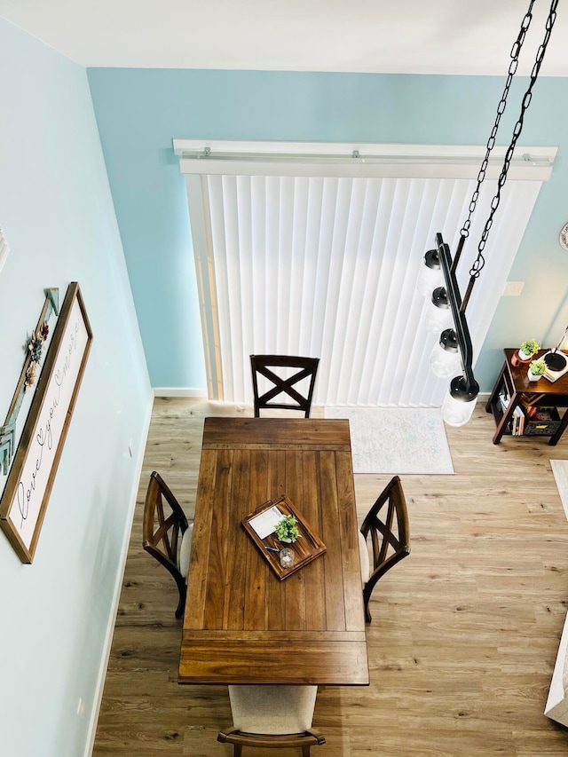 dining space with hardwood / wood-style flooring