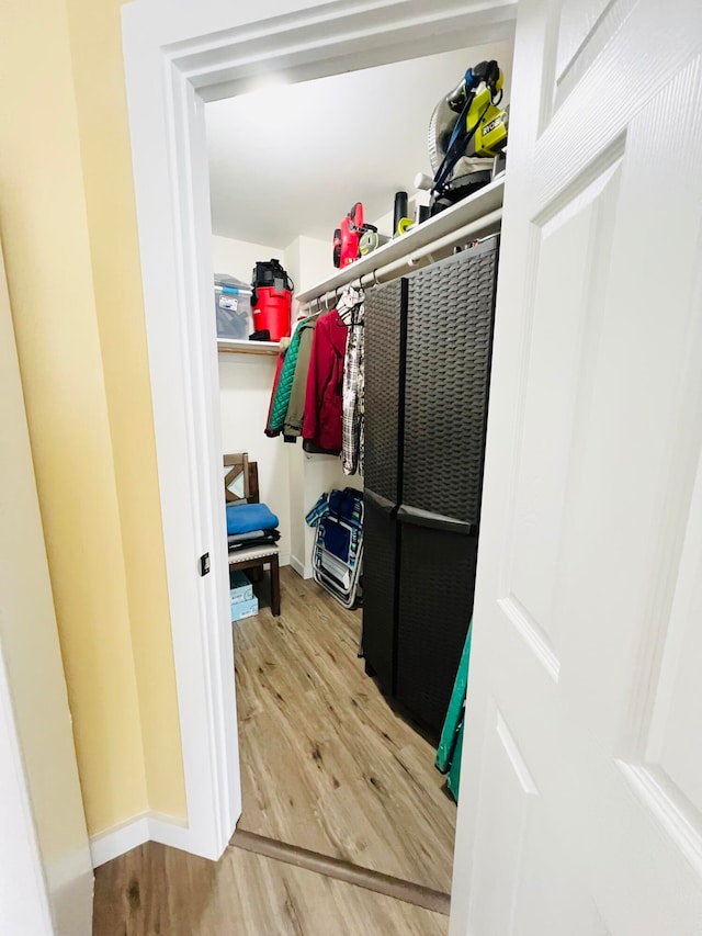 walk in closet featuring hardwood / wood-style flooring