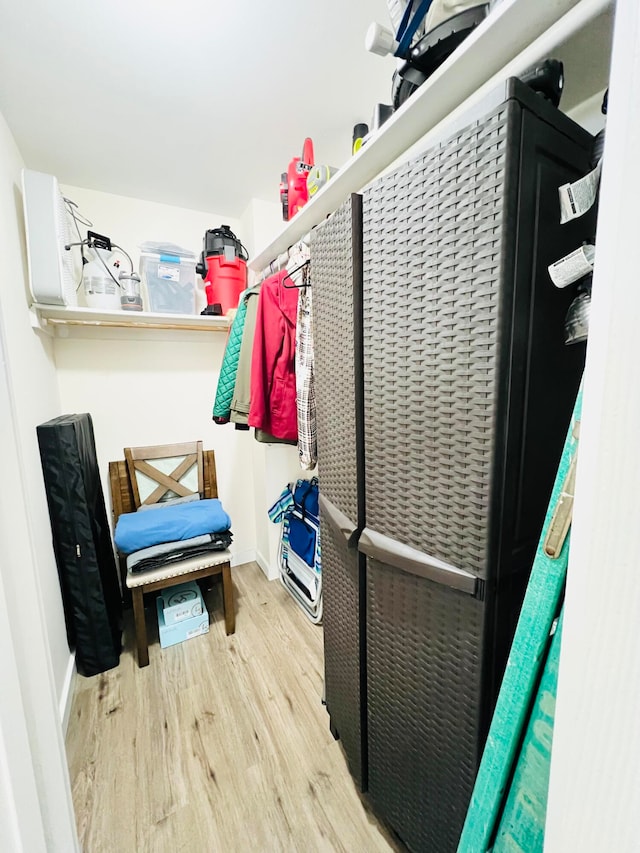 spacious closet featuring light hardwood / wood-style floors