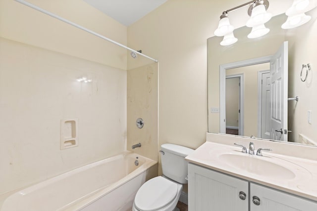 full bathroom featuring shower / tub combination, vanity, and toilet