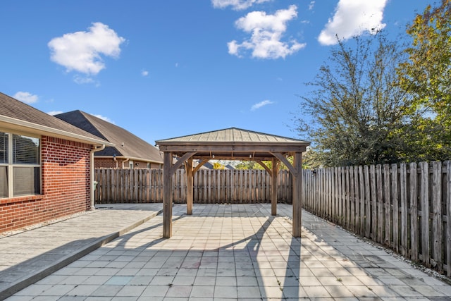 view of patio / terrace with a gazebo