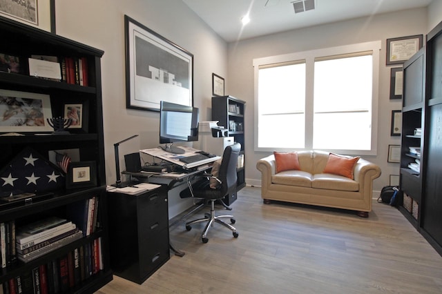 office featuring light hardwood / wood-style floors