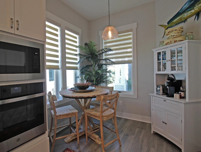 dining room featuring dark wood-type flooring and plenty of natural light