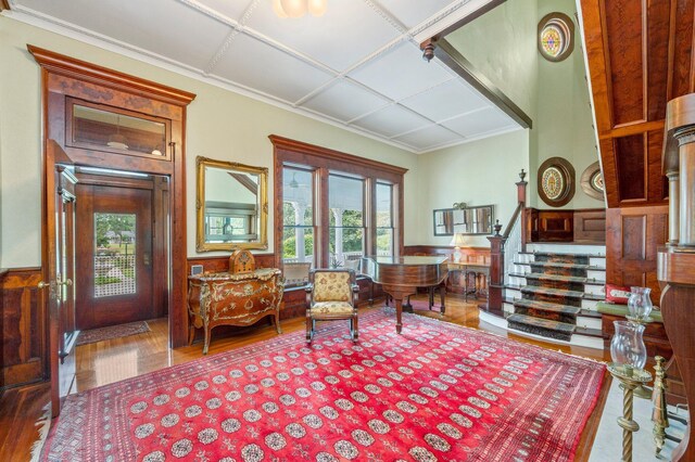 living area with wood-type flooring