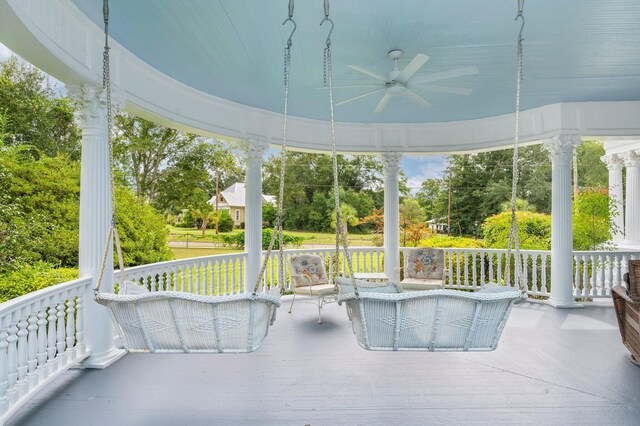 view of patio / terrace featuring ceiling fan