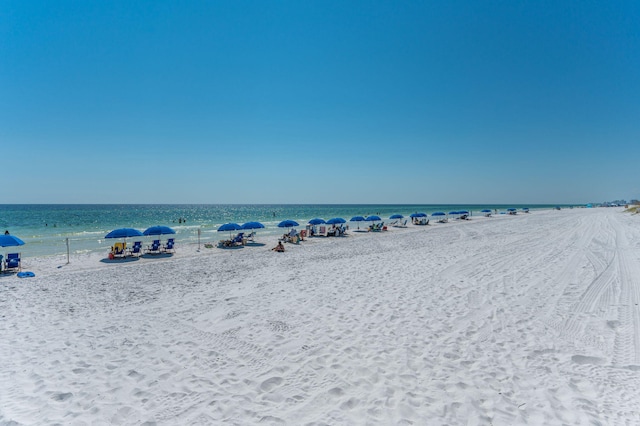 property view of water featuring a view of the beach