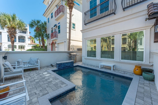 view of pool with a patio area and grilling area