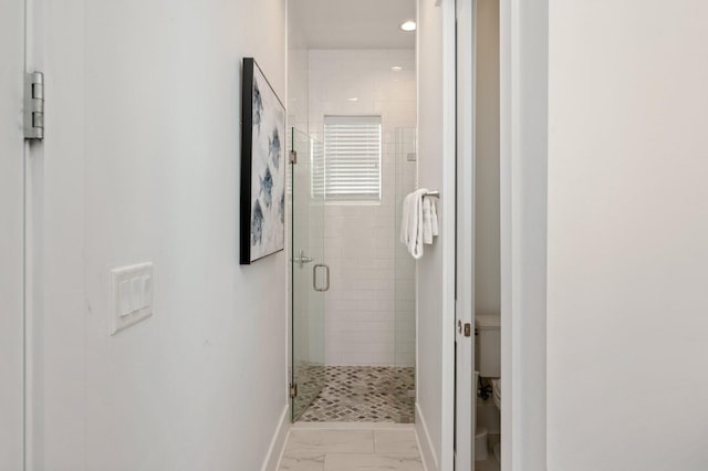 4795 Ocean Blvd, Destin, FL 32541 - full bathroom with a shower stall, marble finish floors, and recessed lighting