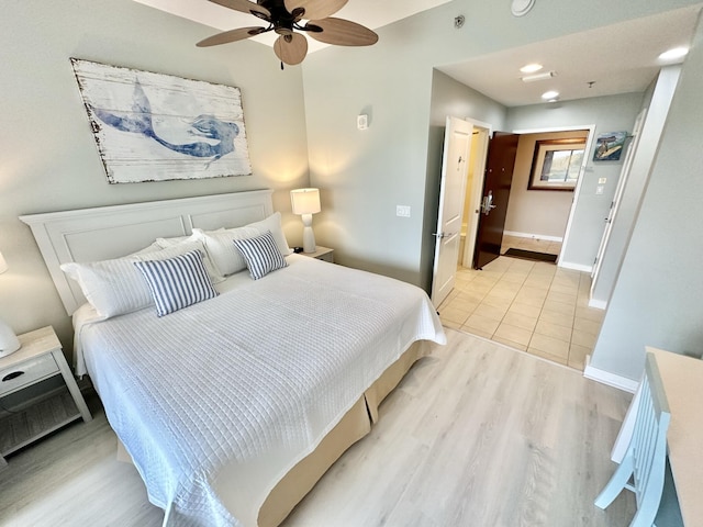 5002 S Sandestin Blvd # 6322, Miramar Beach, FL 32550 - bedroom featuring light wood-type flooring, recessed lighting, and ceiling fan