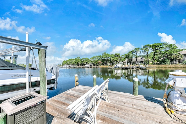 dock area featuring a water view