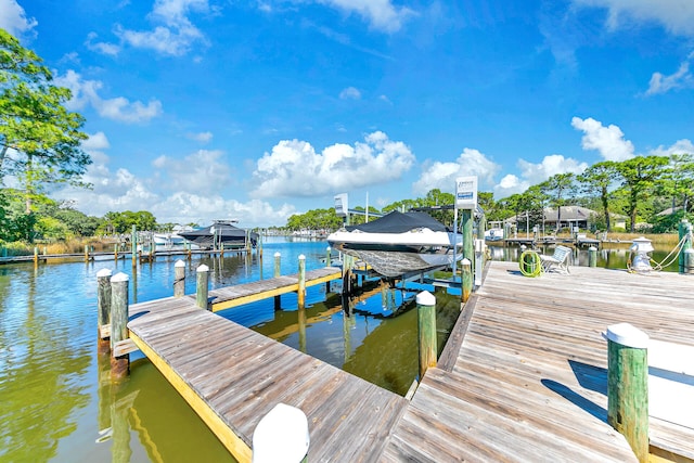 dock area featuring a water view